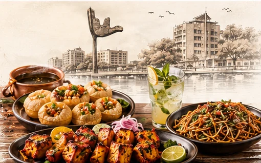Chandigarh skyline, street food, tandoori dishes and refreshing drinks